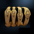 Dubai Gold Bangles for Women 18K Gold Plated Indian African Wedding Bracelets Elegant Filigree Design