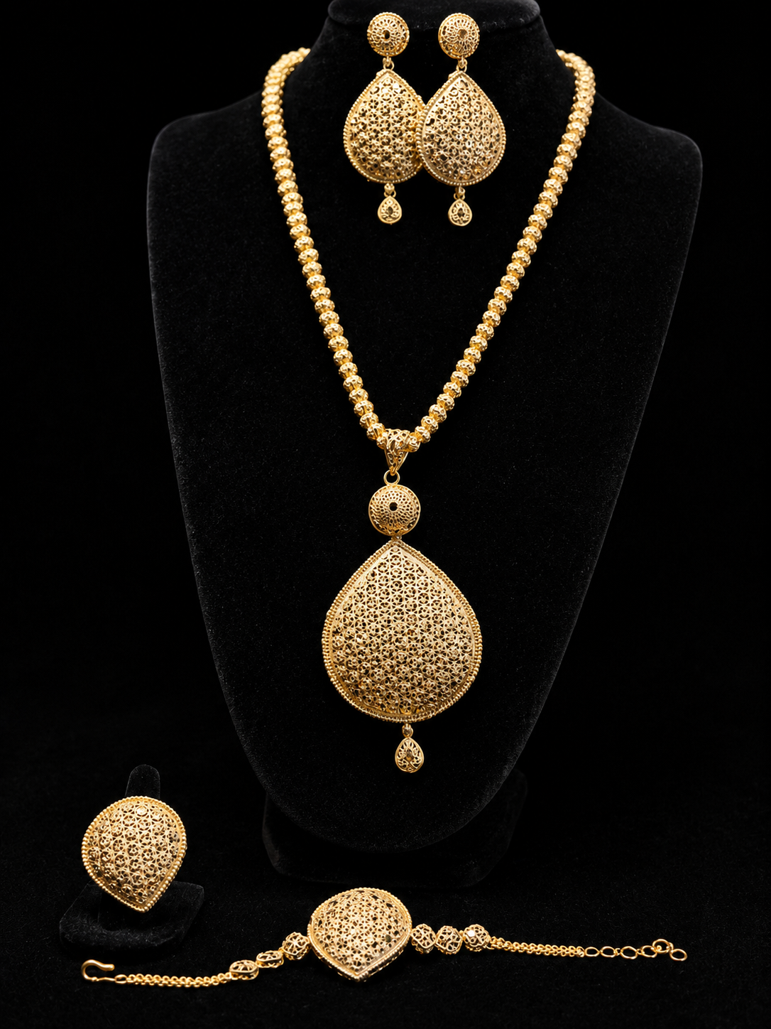 Celestial Drop Jewelry Set 24K Elegant Filigree Collection