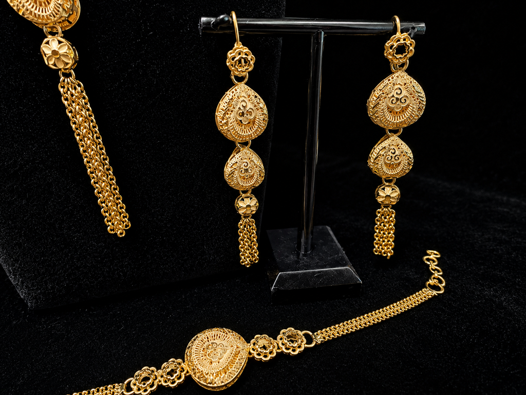 Layali Gold Drop Set  Luxury 4 Piece Jewelry Collection