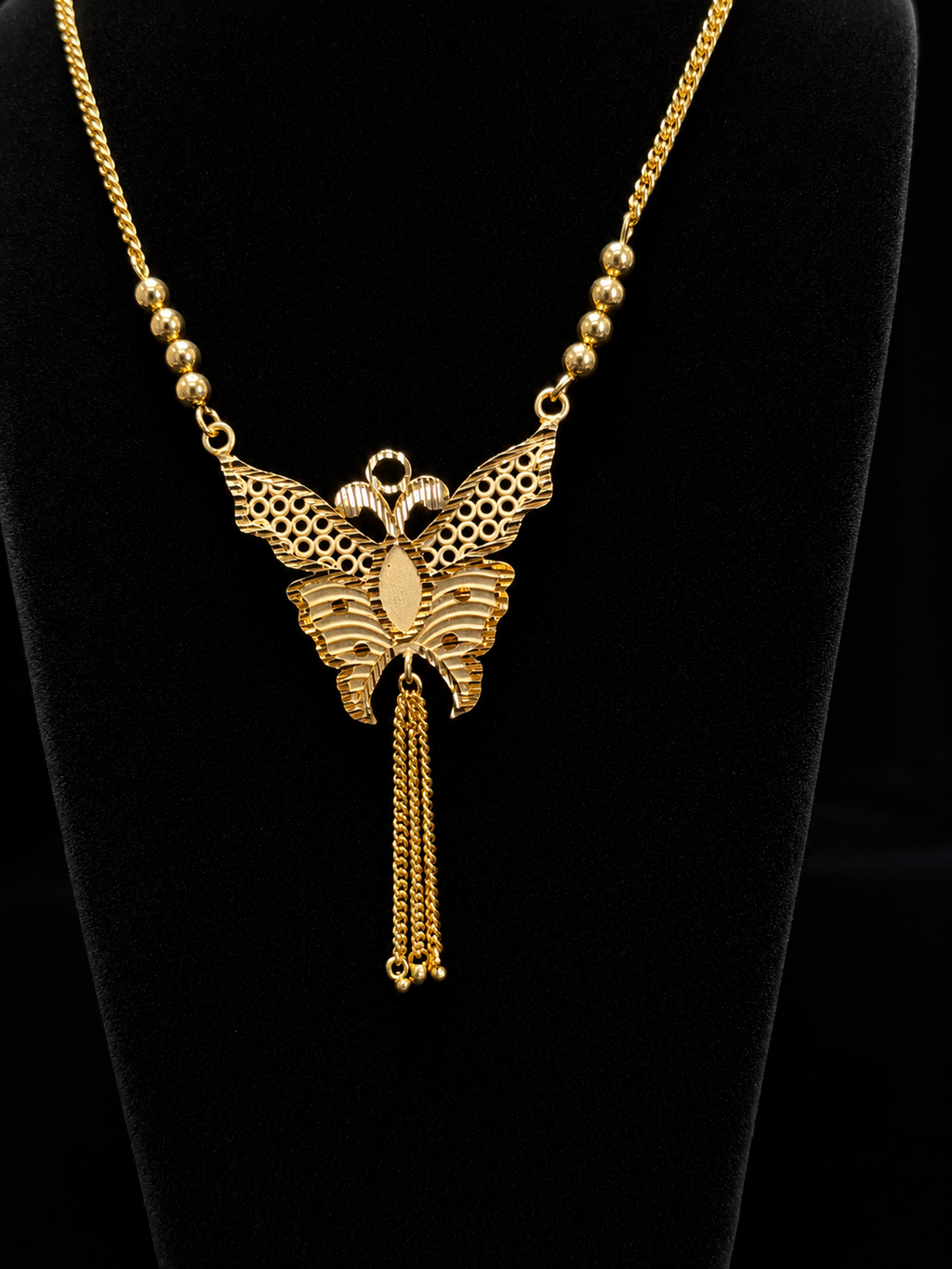 Royal Butterfly Filigree Gold Jewelry Set Dubai Style Necklace Earrings Ring Bracelet
