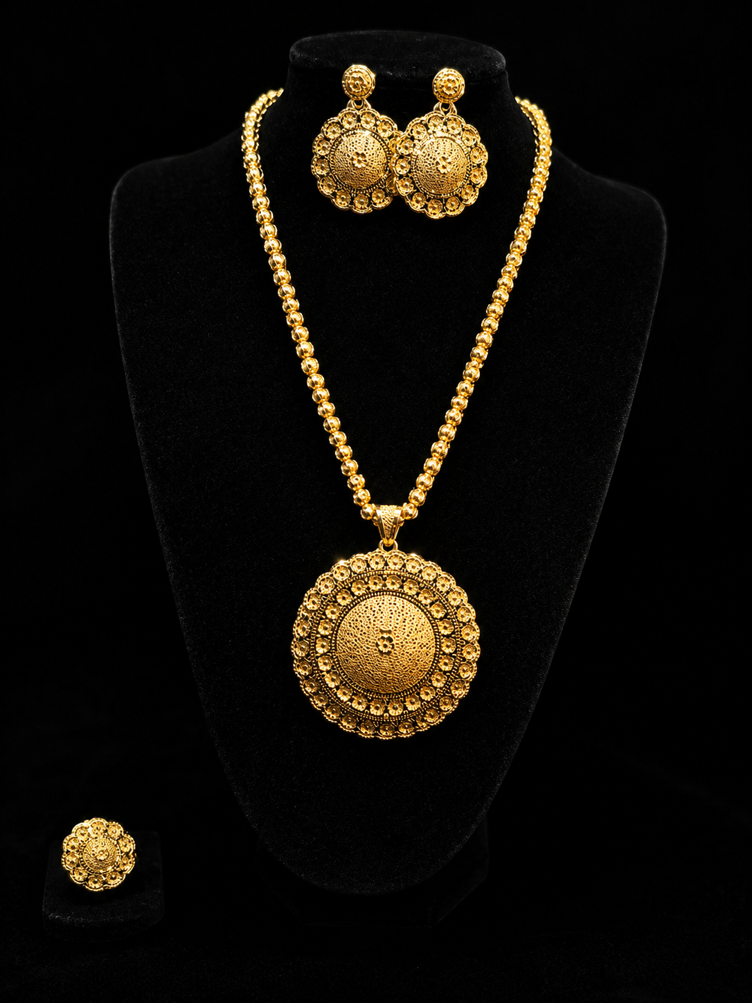 Empress Gold Filigree Jewelry Collection Full 4 Piece Set