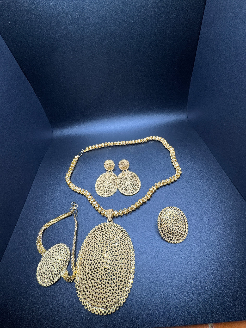 Dubai Filigree Oval Set  Necklace, Earrings, Bracelet & Adjustable Ring