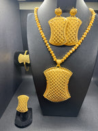 Royal Dubai Filigree Set  24K Gold-Plated Necklace, Bracelet, Ring & Earrings