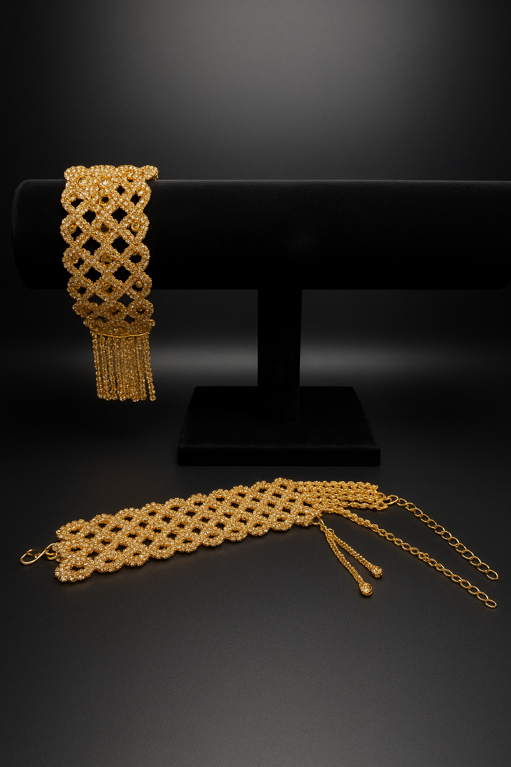 Radiant Lattice Rhinestone Cuff Bracelet