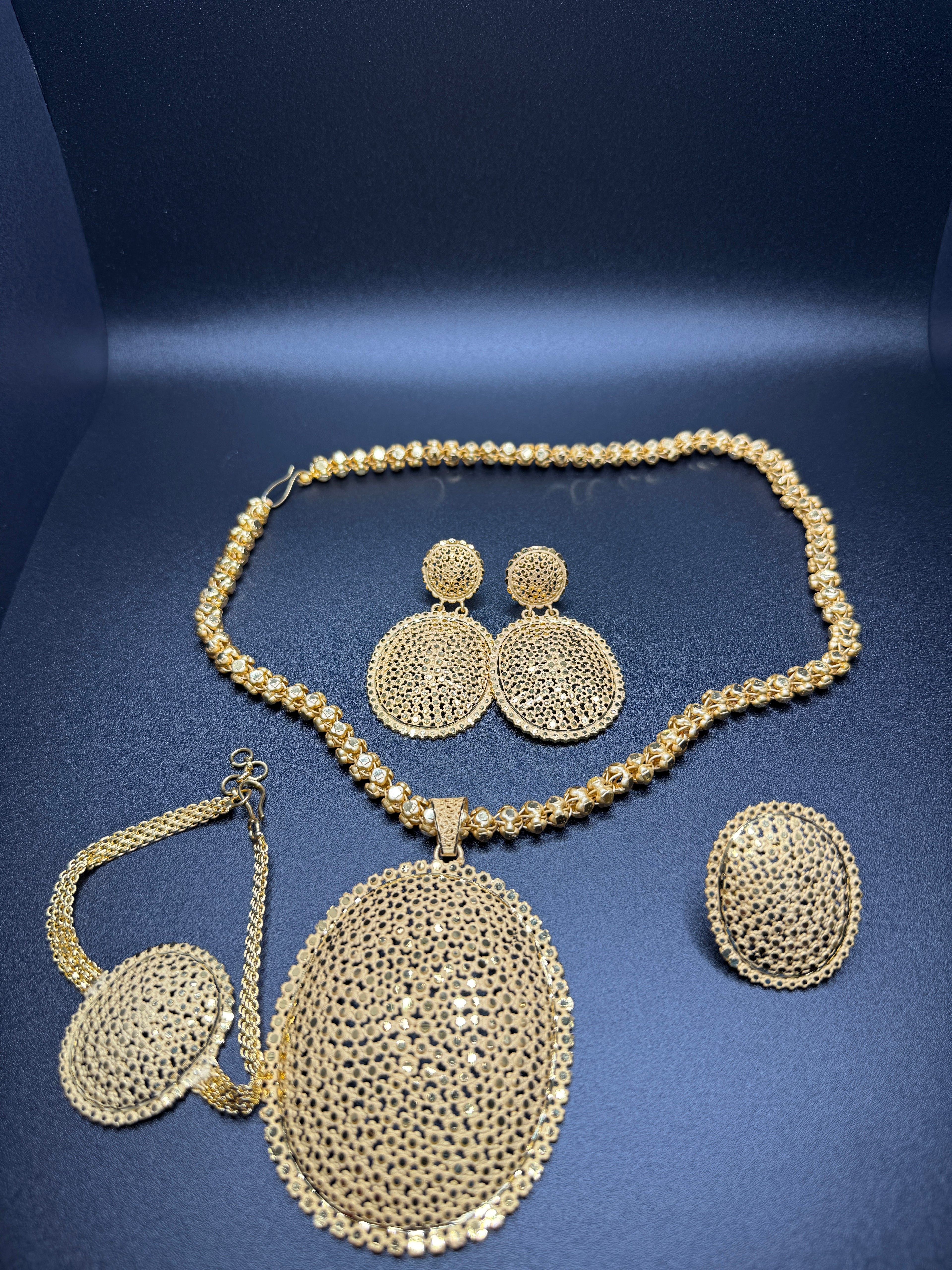 Dubai Filigree Oval Set  Necklace, Earrings, Bracelet & Adjustable Ring