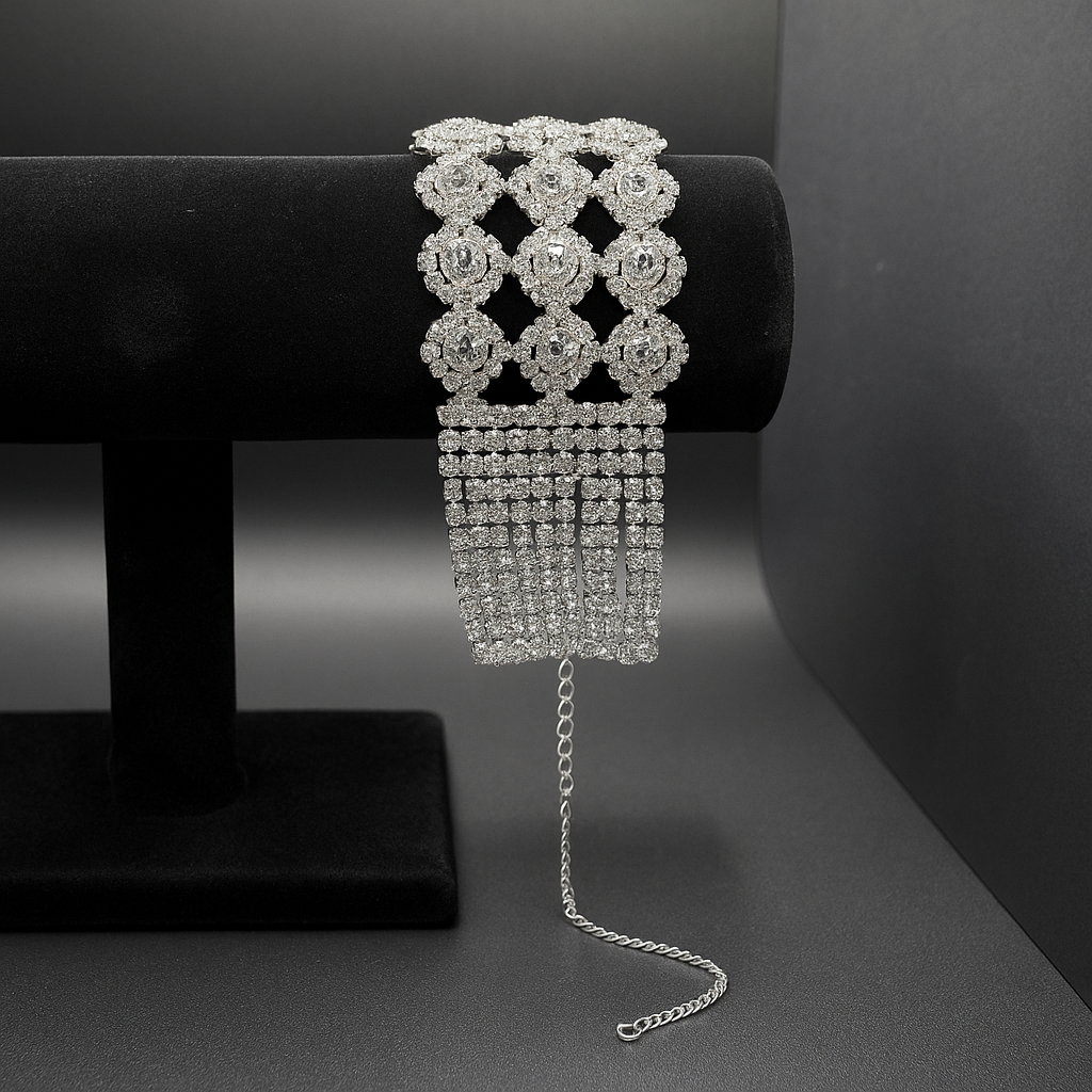 Radiant Lattice Rhinestone Cuff Bracelet