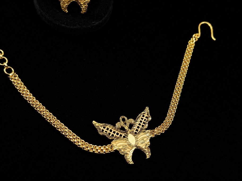 Royal Butterfly Filigree Gold Jewelry Set Dubai Style Necklace Earrings Ring Bracelet