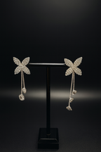 Silver Sparkling Floral Jewelry Set Necklace, Earrings & Ring