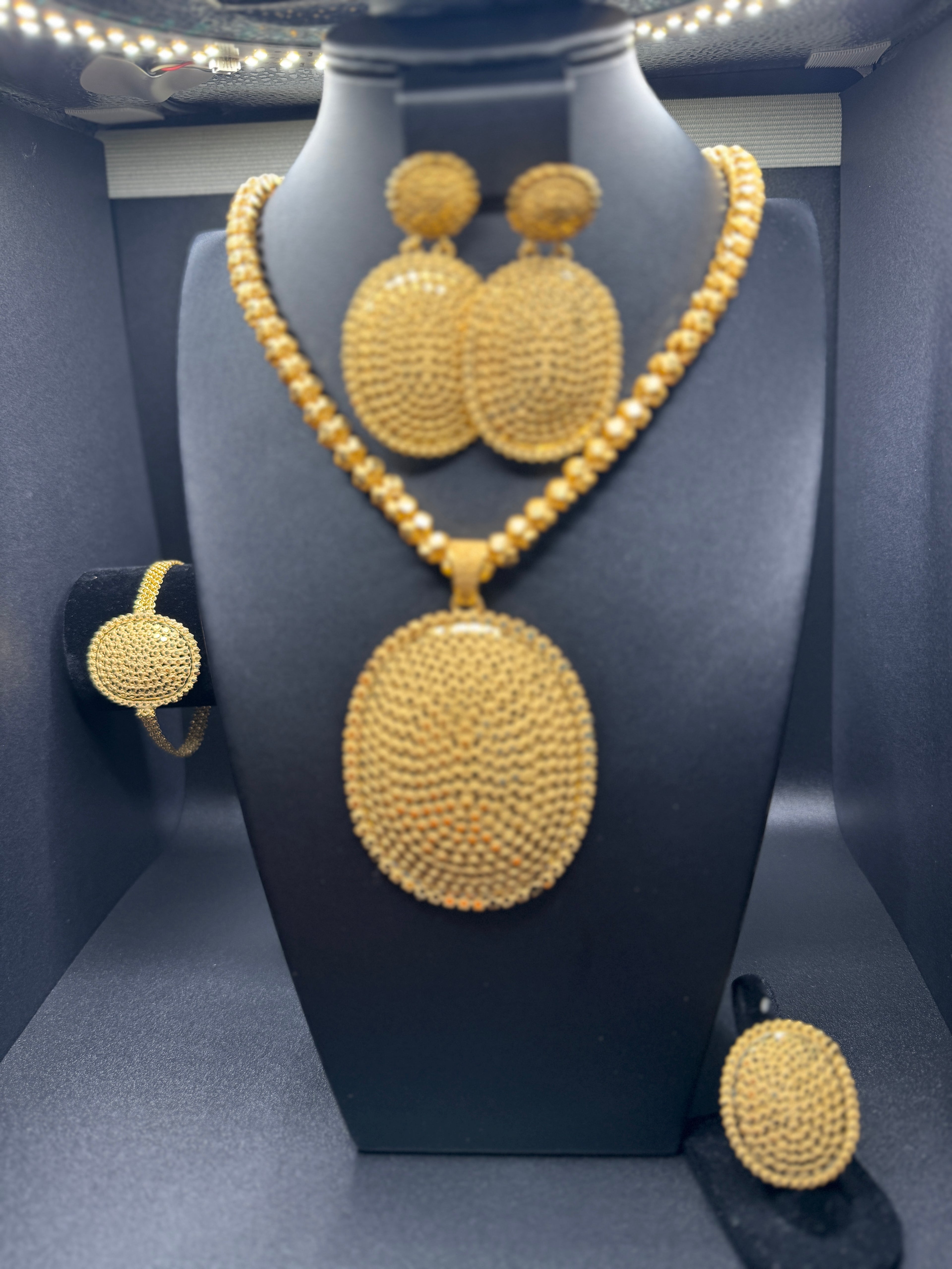 Dubai Filigree Oval Set  Necklace, Earrings, Bracelet & Adjustable Ring