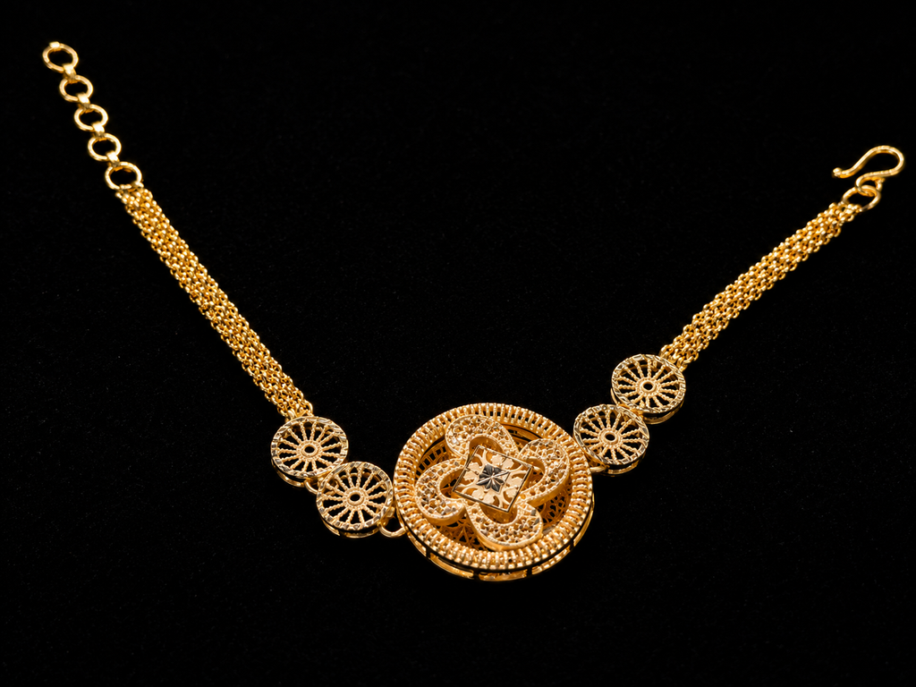 24K Royal Clover Filigree Bracelet Luxury Gold Statement Jewelry