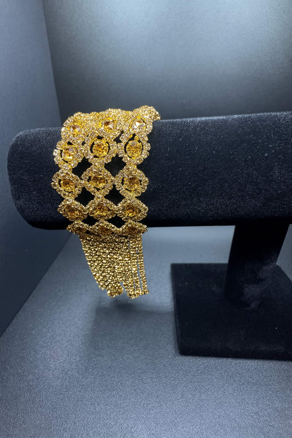 Radiant Lattice Rhinestone Cuff Bracelet