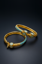 24K Ocean Empress Dubai Bangles Turquoise Blue Luxury Gold Jewelry