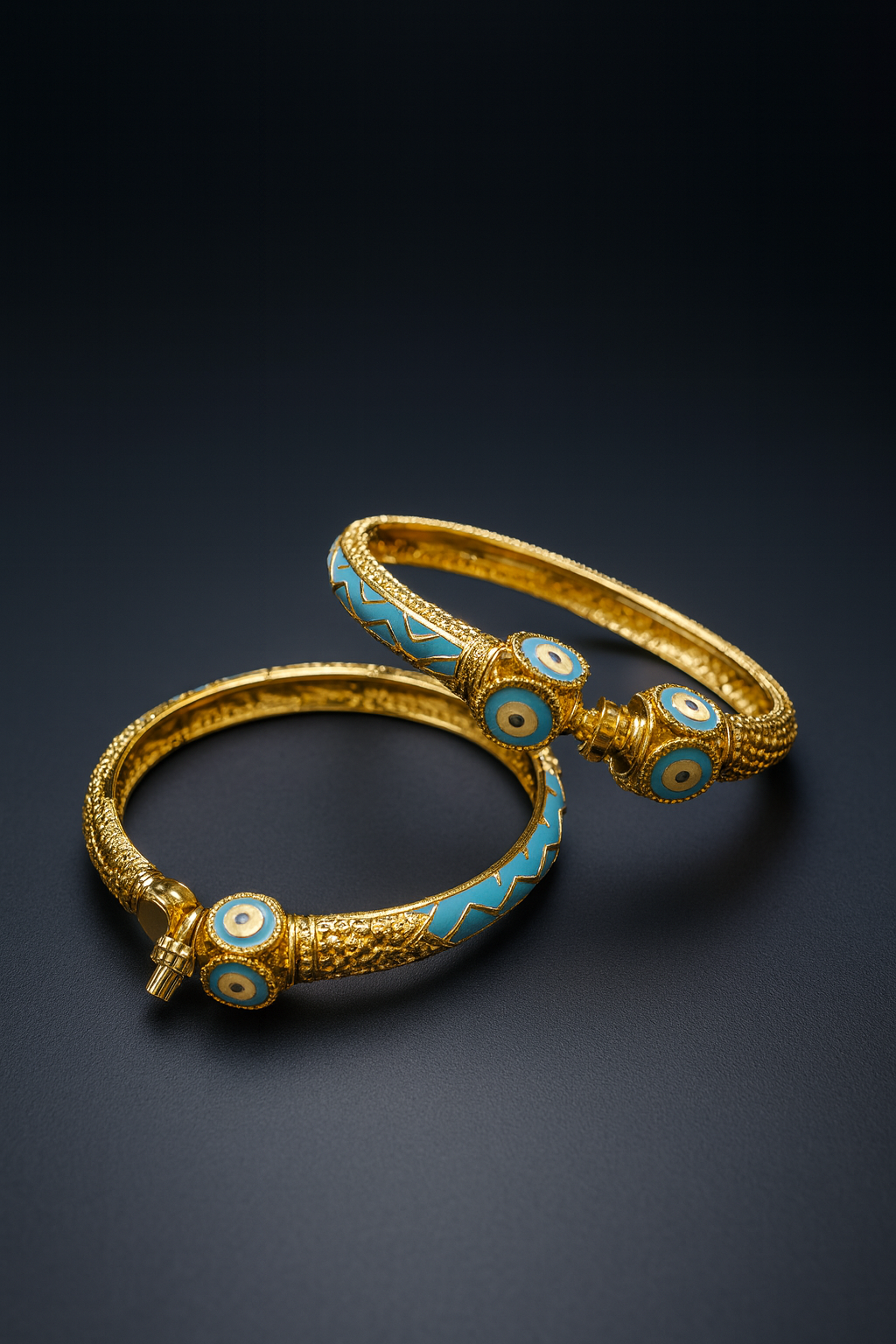 24K Ocean Empress Dubai Bangles Turquoise Blue Luxury Gold Jewelry