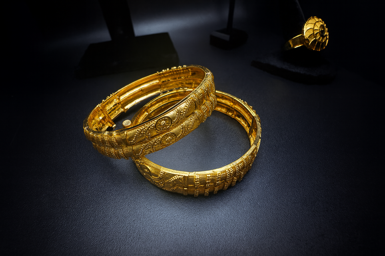 Royal Heritage 24K Gold Jewelry Set Bangles, Earrings & Ring