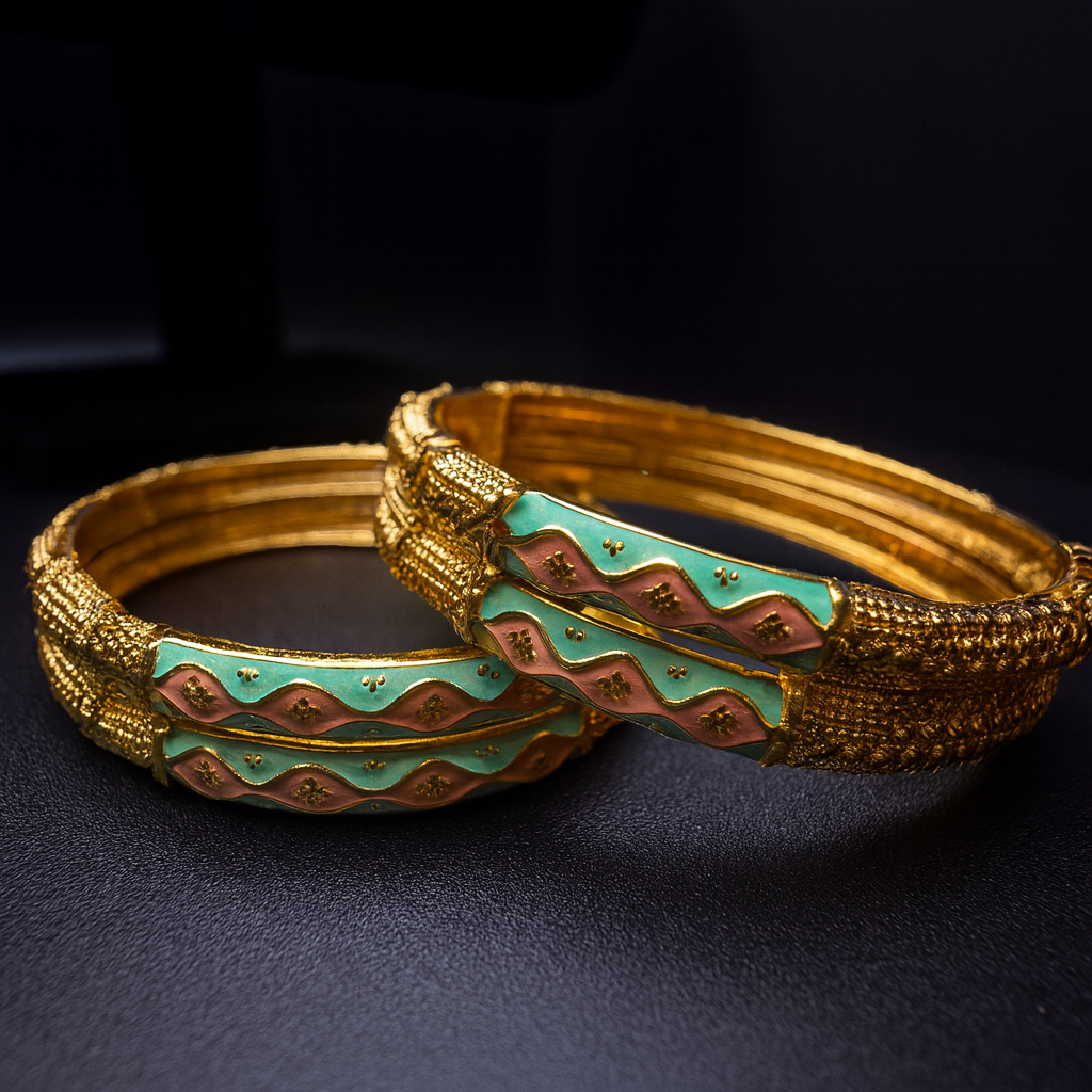 Zafira Royale 24K Gold Jewelry Set Bangles, Earrings & Ring