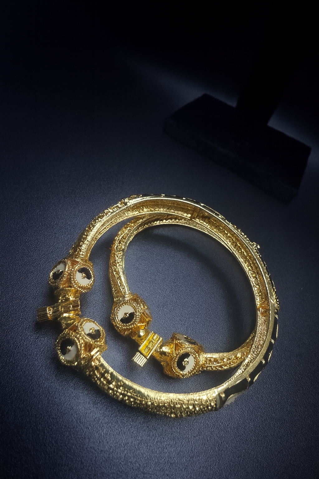 24K Midnight Majesty Dubai Bangles Luxury Black & Gold Arabic Jewelry