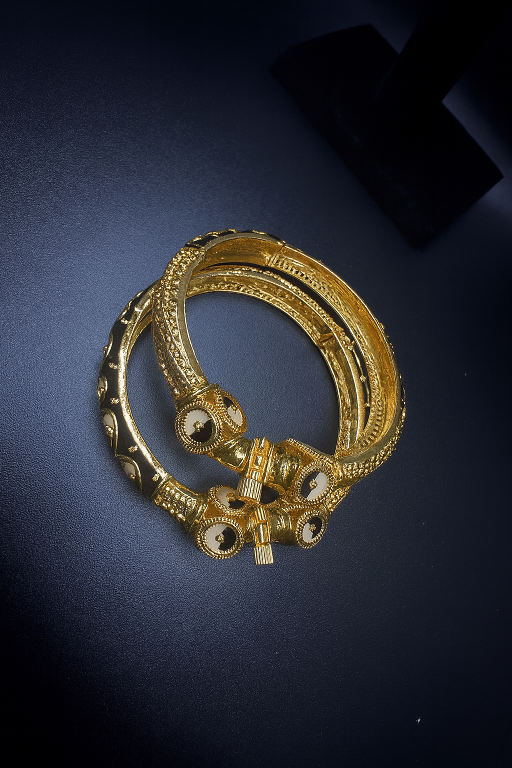 24K Midnight Majesty Dubai Bangles Luxury Black & Gold Arabic Jewelry