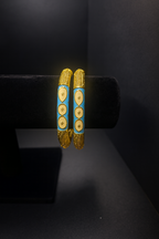24K Ocean Empress Dubai Bangles Turquoise Blue Luxury Gold Jewelry