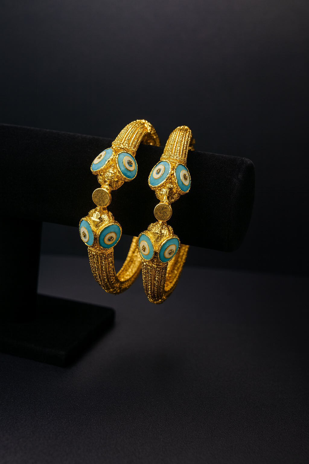 24K Ocean Empress Dubai Bangles Turquoise Blue Luxury Gold Jewelry