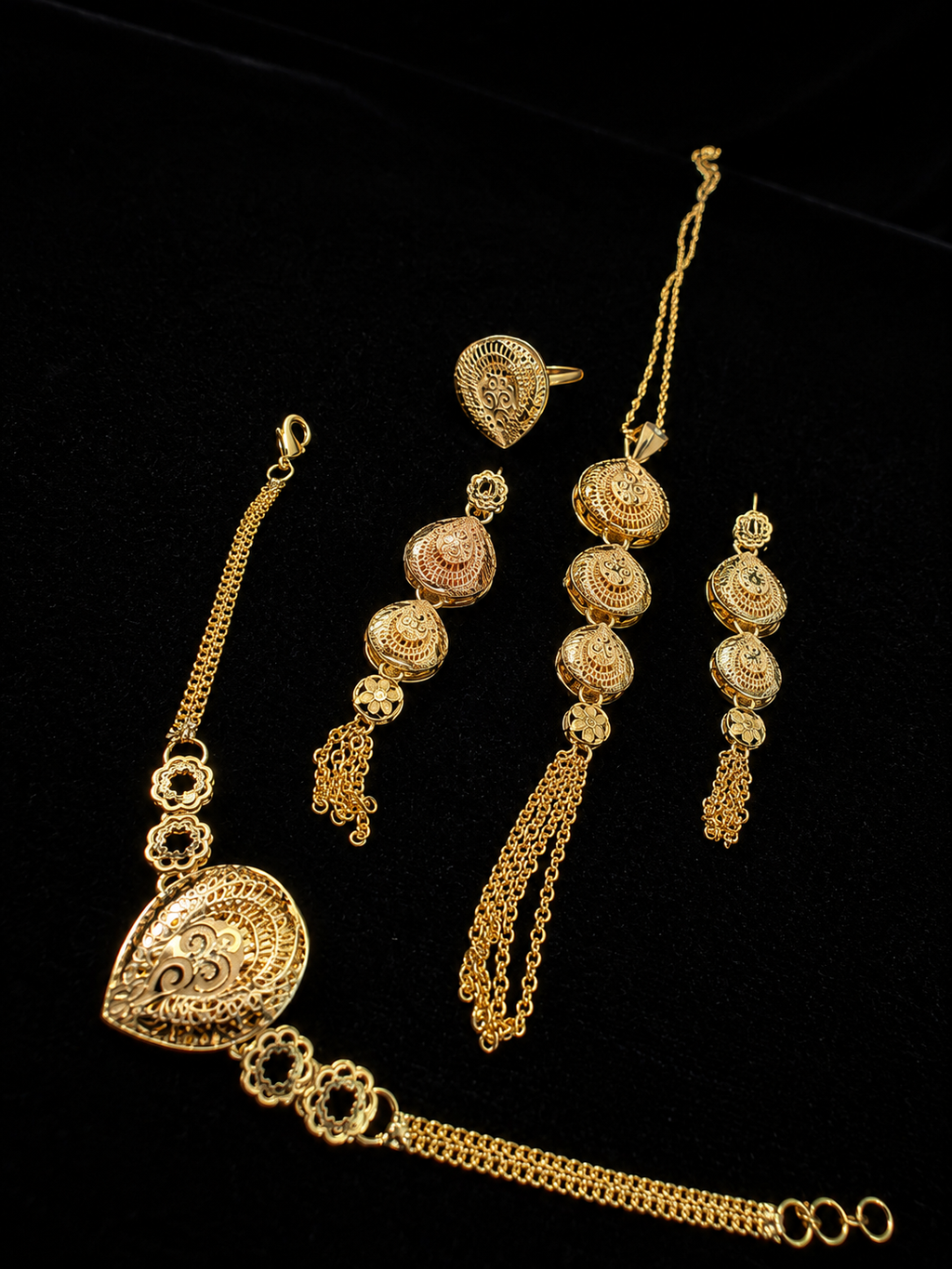 Layali Gold Drop Set  Luxury 4 Piece Jewelry Collection