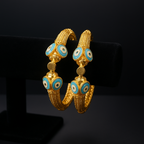24K Ocean Empress Dubai Bangles Turquoise Blue Luxury Gold Jewelry