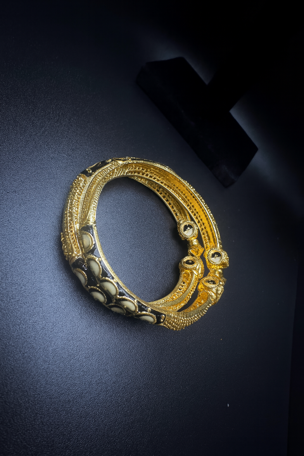 24K Midnight Majesty Dubai Bangles Luxury Black & Gold Arabic Jewelry