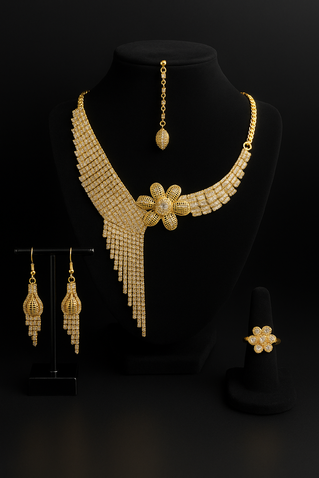 Radiant Bloom Gold Jewelry Set